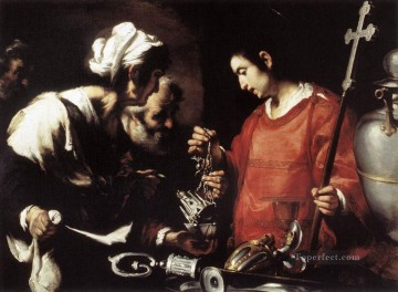 Bernardo Strozzi Painting - The Charity Of St Lawrence Italian Baroque Bernardo Strozzi